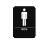 BLACK, 6" X 9" MEN RESTROOM SIGN WITH BRAILLE