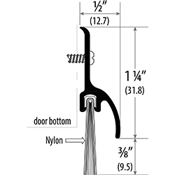 Cal Royal BWR-301 Nylon Brush Door Sweep with Drip Cap