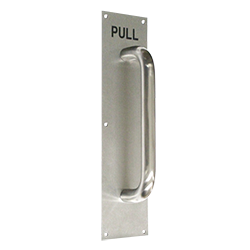 PULL1007ADA Engraved Stainless Steel Pull Plates (1" Round Pull Bar) - Cal Royal Hardware